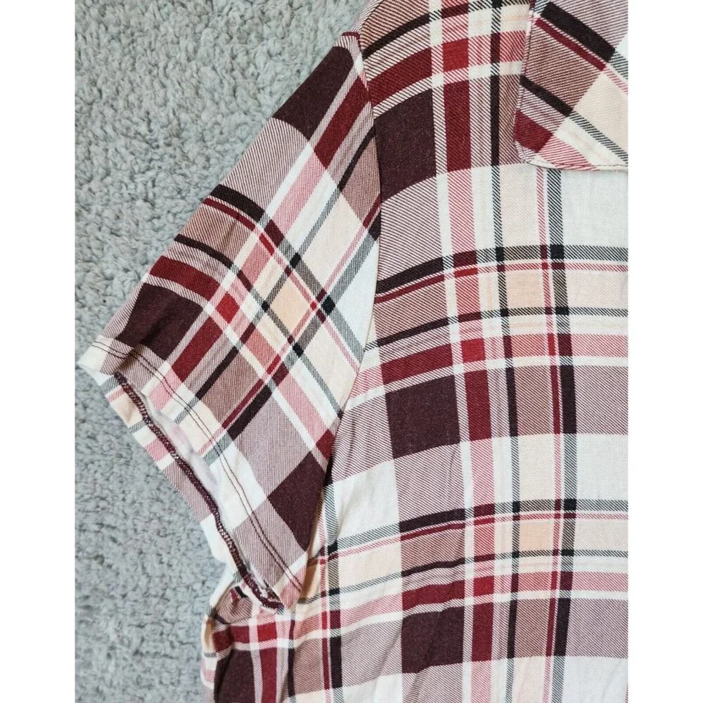 Torrid‎ Sleep Women's Short sleeve Button Up Collared Top Red Plaid Plus Size 1X